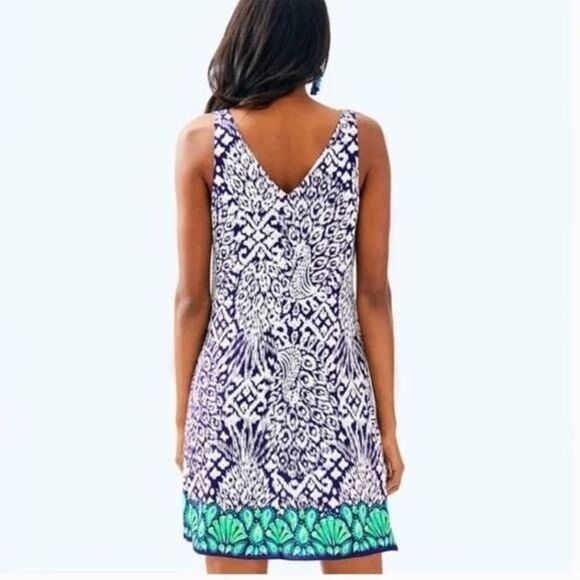 Lilly Pulitzer dress women xxs blue green white florin v-neck summer casual nwt - Picture 2 of 10